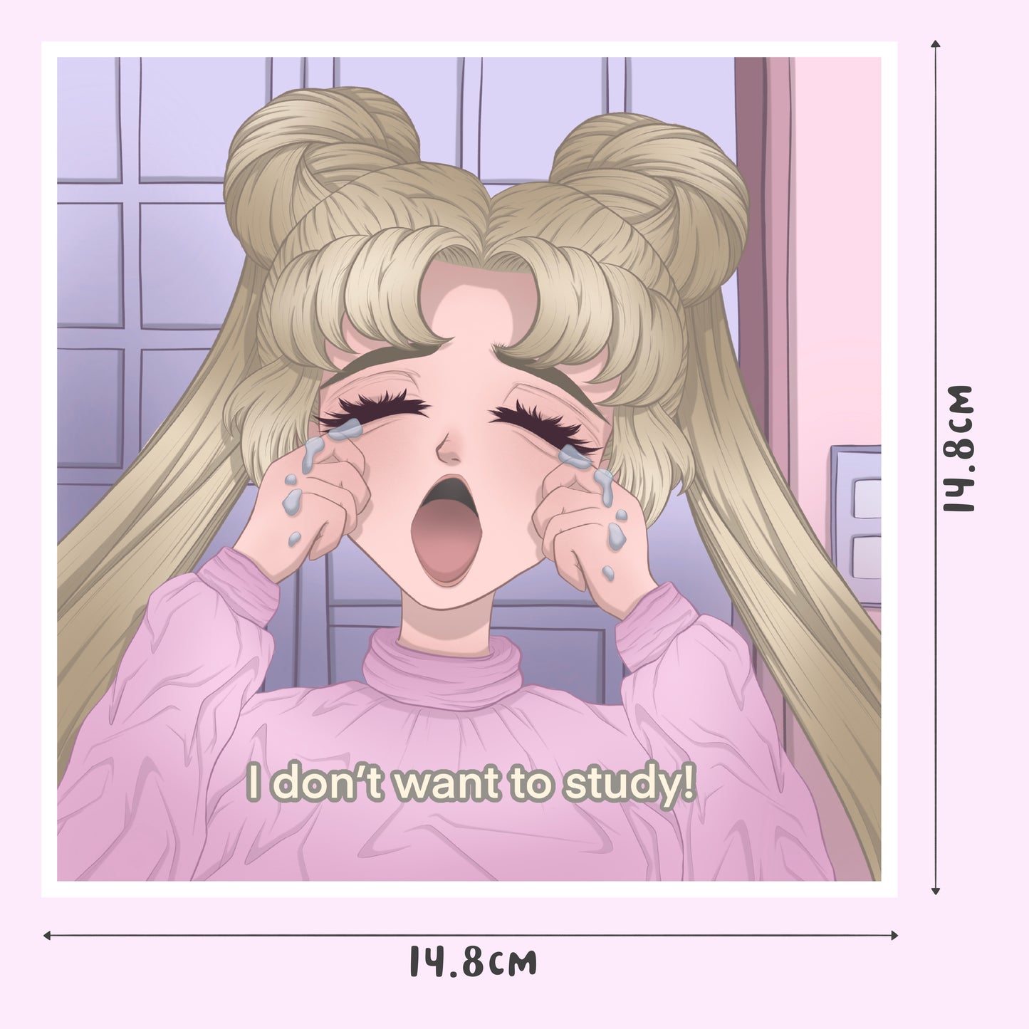 "I don't want to study!" - Sailor Moon - Square Print