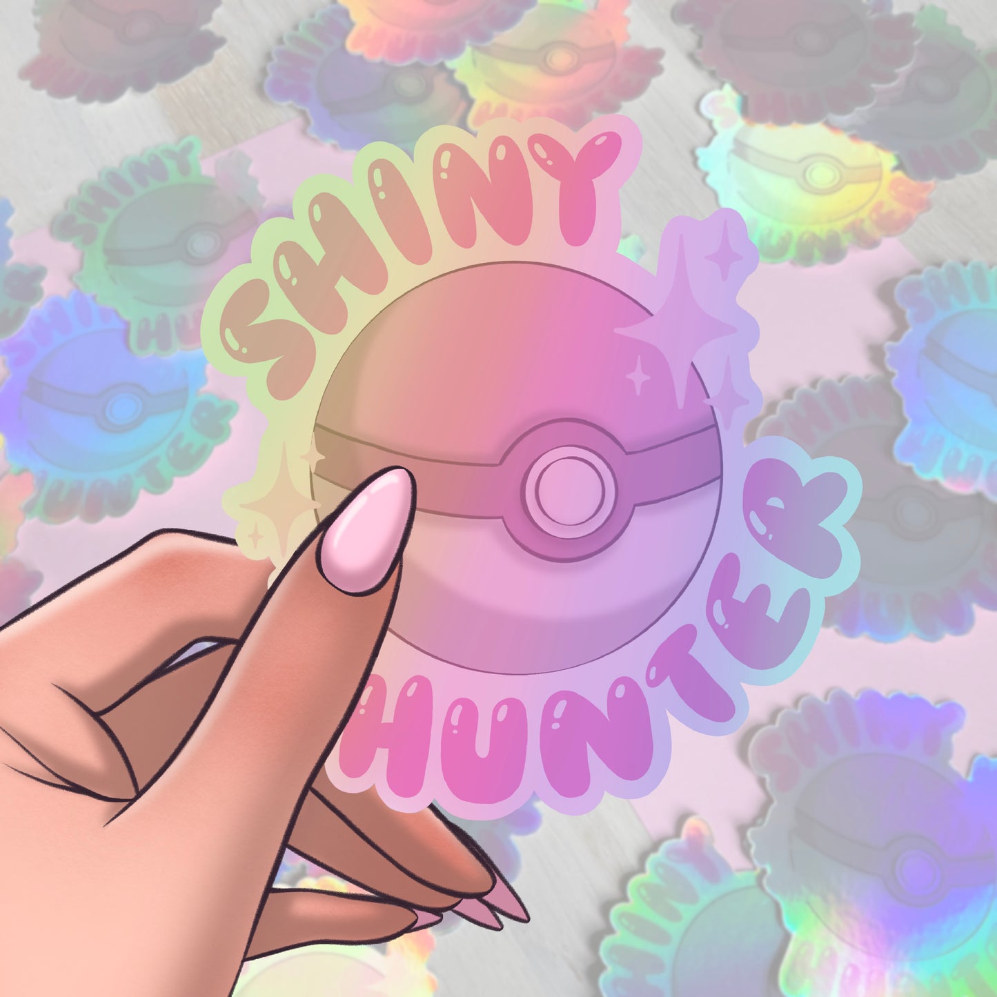 "Shiny Hunter" Pokeball - Holo - Pokemon Trainer - Sticker