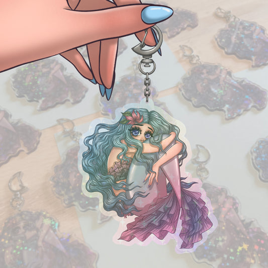 Coral Mermaid - Holographic Keyring