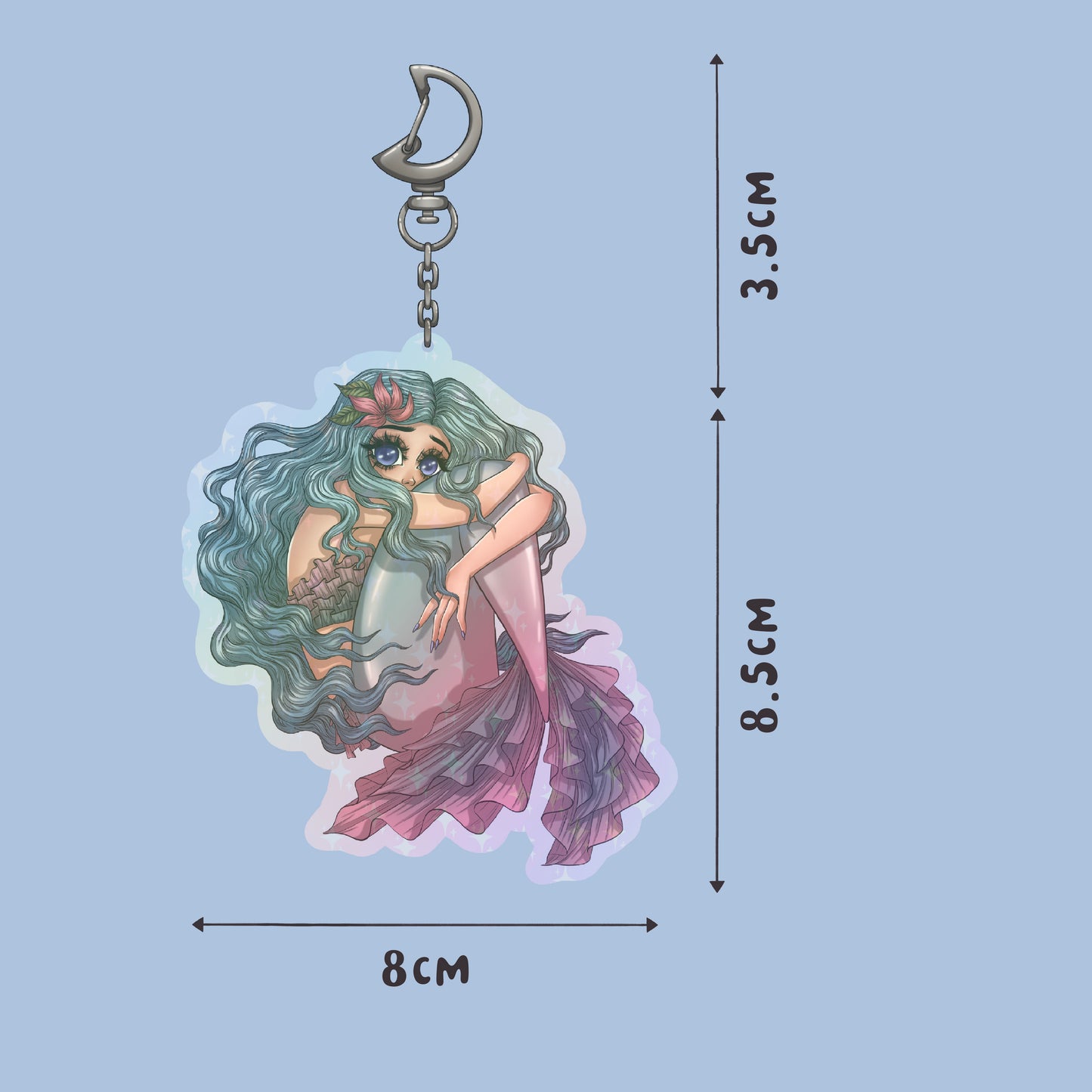 Coral Mermaid - Holographic Keyring